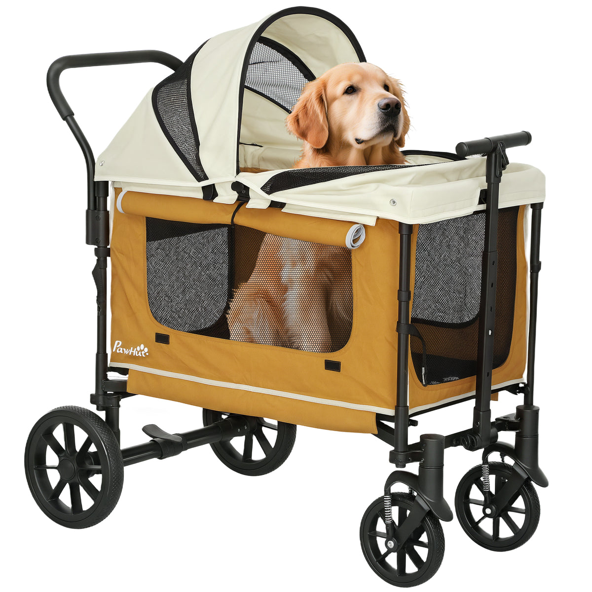 Hundewagen Hundebuggy klappbar für Hunde & Katzen bis 30 kg 110 x 65 x 102 cm Braun