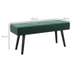 Sitzbank Polsterbank Bettbank, Samtoptik, 100 x 36 x 45 cm, Grün