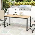 Gartentisch für 6 Personen 160 x 80 cm Wetterfest Balkontisch mit Lamellen-Tischplatte, Buffettisch Outdoor Teak