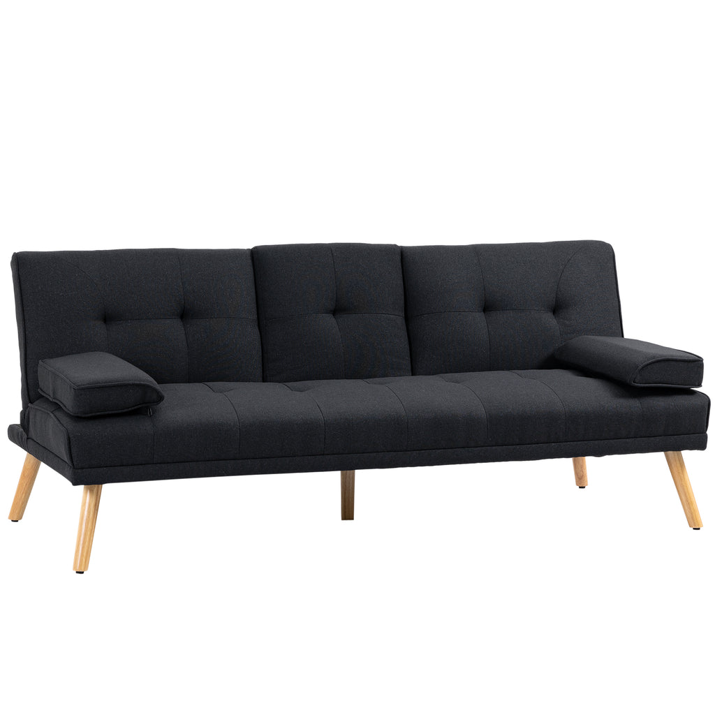 Schlafsofa, G?stebett, verstellbare R¨¹ckenlehne, klappbarer Tisch, 181x77x78 cm, Schwarz