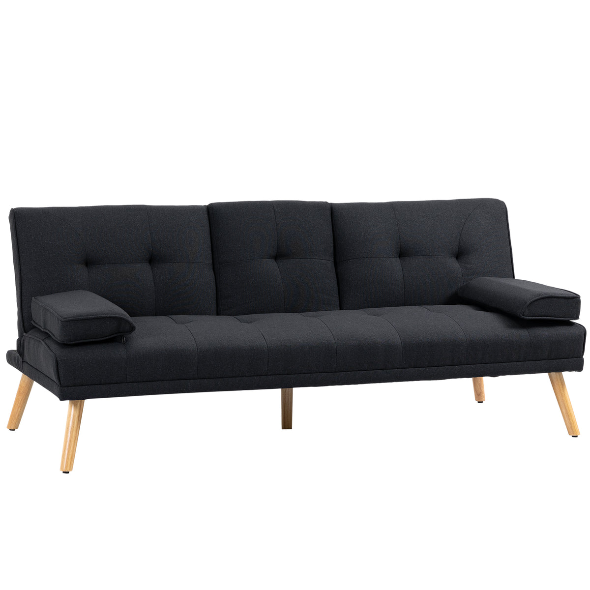 Schlafsofa, G?stebett, verstellbare R¨¹ckenlehne, klappbarer Tisch, 181x77x78 cm, Schwarz