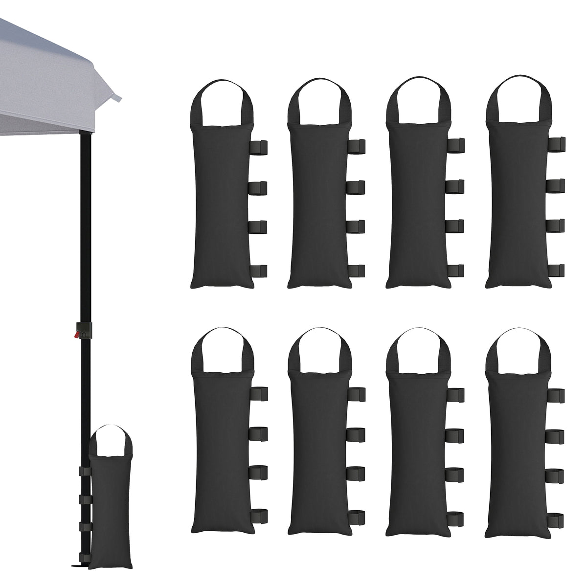 8 Pack Gazebo Sand Weights Bags, 40 kg 600D Heavy Duty Sand Bags Sandbags for Canopy Tent Legs, Without Sand, Black