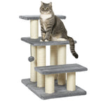 Dog Steps for Bed, 3 Step Adjustable Pet Stairs for Sofa with 6 Sisal Scratching Posts for Small Dogs & Cats, Grey