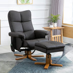 Relaxsessel mit Hocker, 360°drehbarer Fernsehsessel mit Massage, Liegefunktion, Massagesessel mit Seitentasche, TV-Sessel, Kunstleder für Wohnzimmer Braun