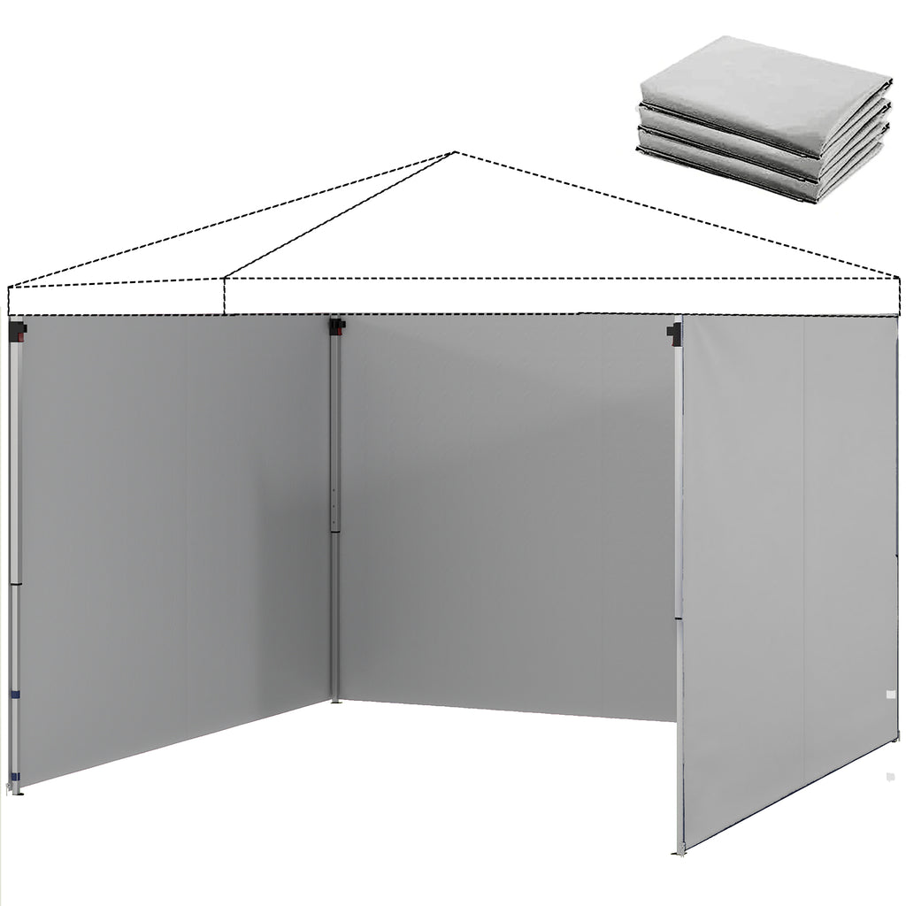 3-teiliges Set Seitenteile mit Reißverschluss für 3 x 3 m Pavillon, Hellgrau