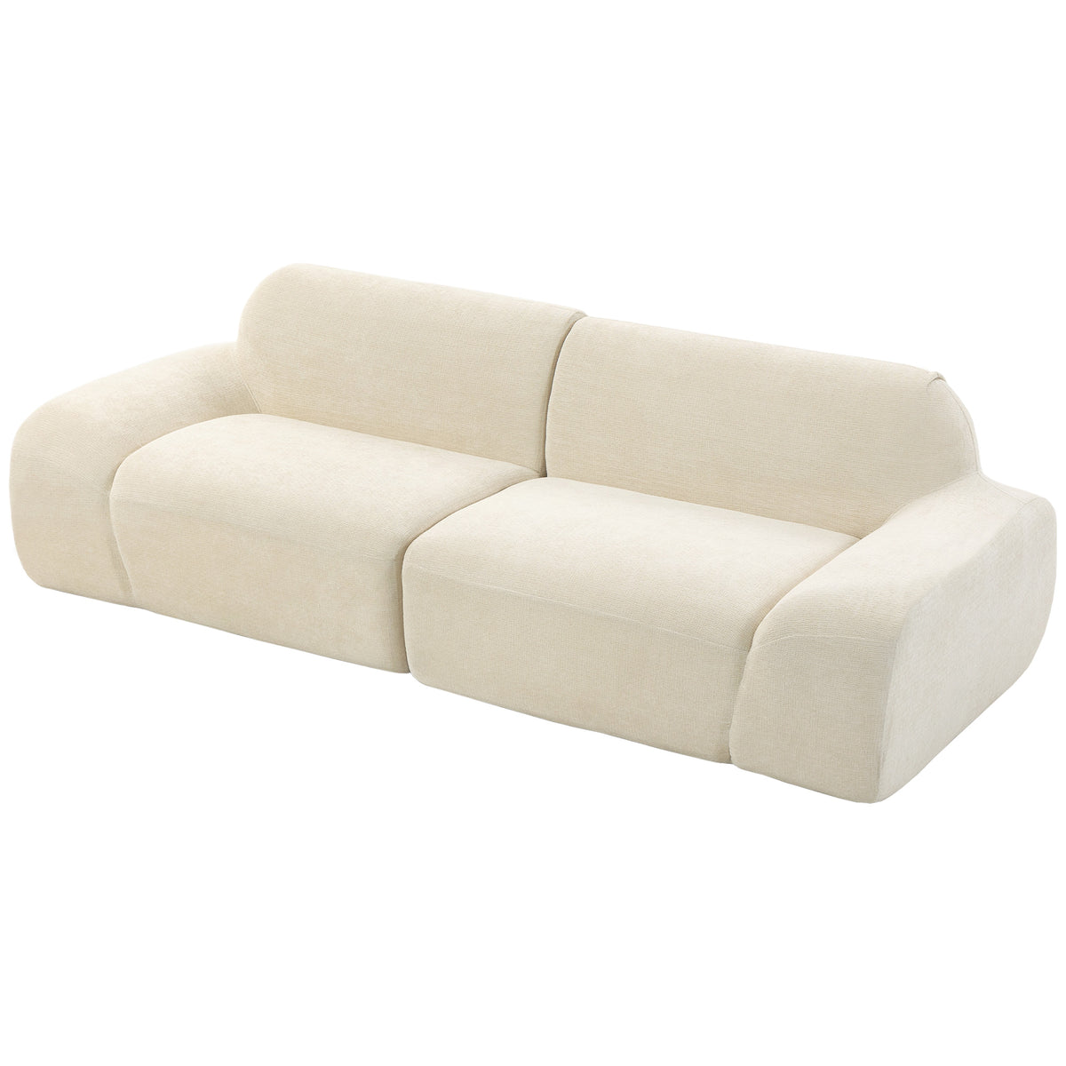 3-Sitzer-Sofa, abgerundet und rahmenlos, mit großzügiger Sitzfläche, dick gepolstert, keine Montage, cremeweiß