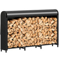 Kaminholzregal Metall 199 x 30 x 121 cm Brennholzregal 0,6m³ mit wasserdichter Abdeckung bis 300kg