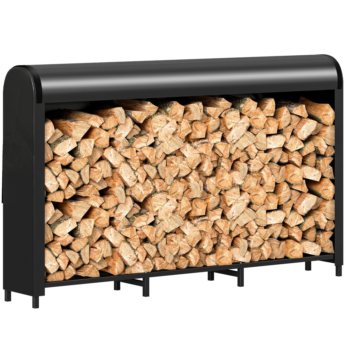 Kaminholzregal Metall 199 x 30 x 121 cm Brennholzregal 0,6m³ mit wasserdichter Abdeckung bis 300kg